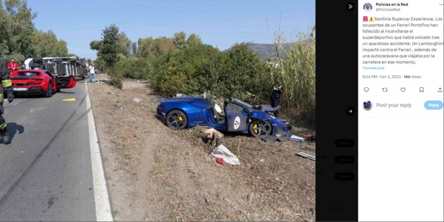 Die Insassen des blauen Lamborghinis wurden mit Verletzungen ins Spital gebracht. Sie hatten Glück im Unglück. Gleiches gilt für die Insassen des Wohnmobils.