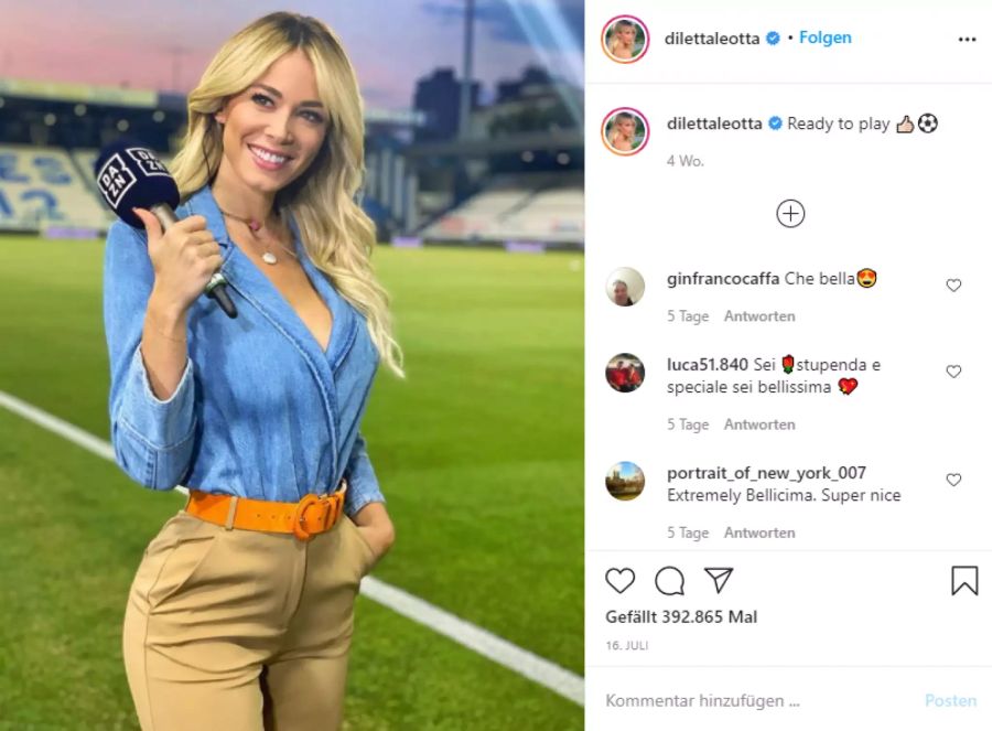 Diletta Leotta ist Fernsehmoderatorin für «DAZN».