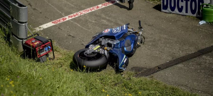 Das zerstörte Motorrad von Enea Bastianini.