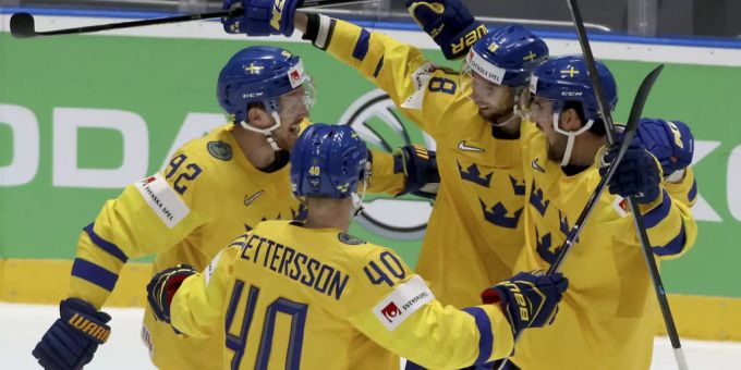 Die Schweden jubeln über einen Treffer gegen Russland. Jetzt geht es für die «Tre Kronor» gegen Finnland. österreich schweden