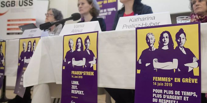 Neben den regionalen Streikkollektiven mobilisieren auch der Schweizerische Gewerkschaftsbund (SGB) und seine Mitglieder für den nationalen Frauenstreik vom 14. Juni. Neben den regionalen Streikkollektiven mobilisieren auch der Schweizerische Gewerkschaftsbund (SGB) und seine Mitglieder für den nationalen Frauenstreik vom 14. Juni.