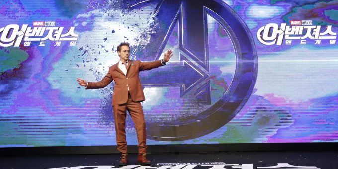 Robert Downey Jr. bei der Pressekonferenz für die Premiere von Avengers: Endgame in Seoul. Avengers: Endgame