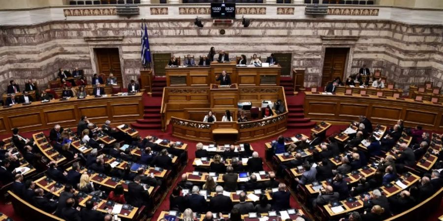 Griechisches Parlament während einer Sitzung im Januar