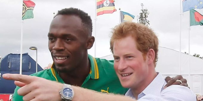 Usain Bolt und Prinz Harry im Jahr 2014 – damals noch gute Freunde. usain bolt