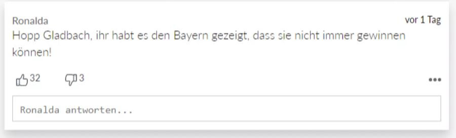 Ronalda freut sich, dass Gladbach gewonnen hat.
