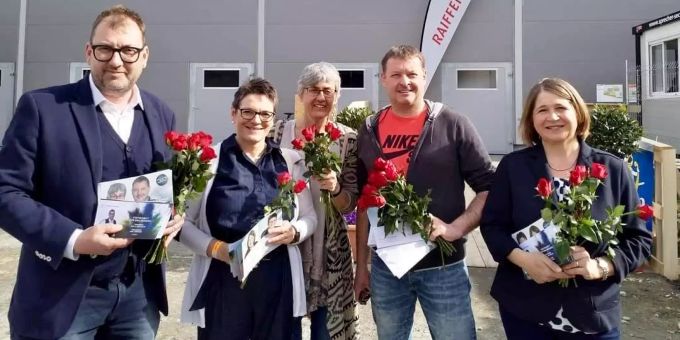 Beim Wahlkampf 2018 (v.l.n.r.): Peter Peyer, Barbara Hirsbrunner, Barbara Bleuler, Daniel Schläpfer und Renate Rutishauser. SP Viamala