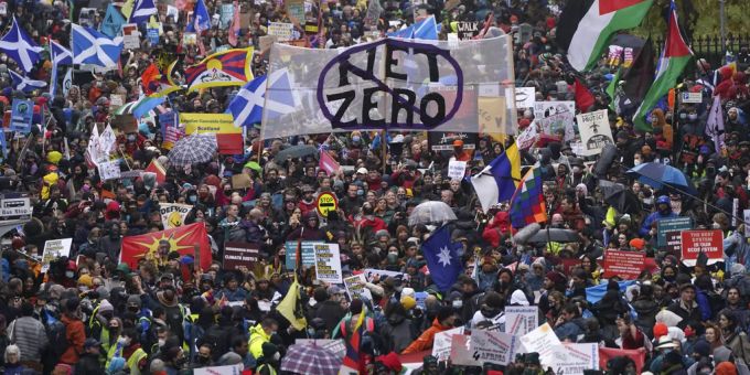 Klimaaktivisten protestieren in Glasgow anlässlich des COP26. COP26