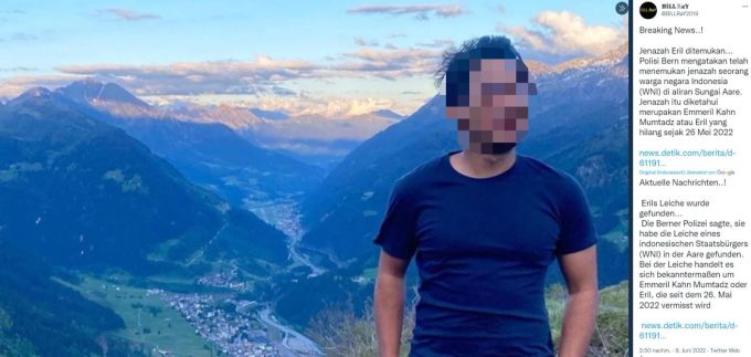 Emmeril Kahn Mumtadz ist vor zwei Wochen in der Aare ertrunken. Nun ist sein lebloser Körper in Bern gefunden worden. Emmeril Kahn Mumtadz