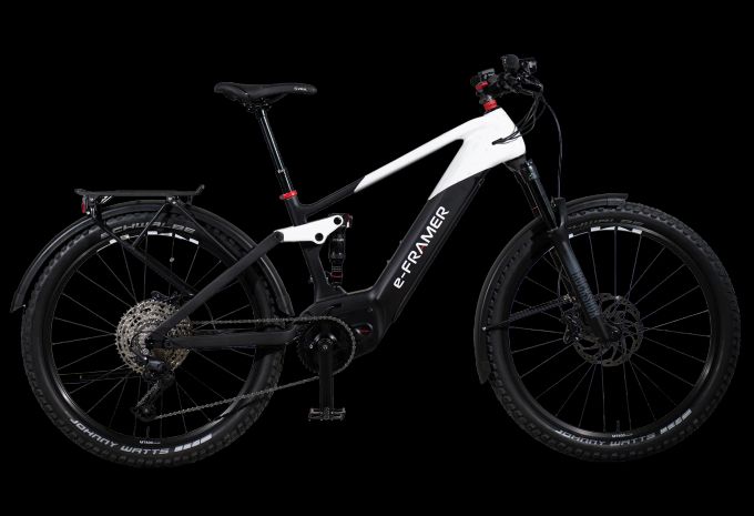 Das SUV-Bike «Gstaad» im typischen e-FRAMER-Look. Auch farblich verzichten die Berner Oberländer auf Schnickschnack; so gibt es jedes Modell in maximal zwei Farb-Varianten. Und weil sie ihre Organisation ähnlich schlank halten wie ihr Sortiment, bleiben sie trotz Schweizer Handarbeit preislich bis zu 30 % unter dem Markt. sdf