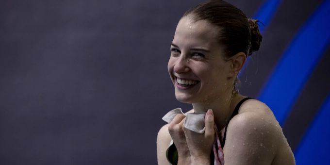 Die Schweizer Wasserspringerin Michelle Heimberg im Training an den Fina Weltmeisterschaften im Wasserspringen am Freitag, 24. Juni 2022, in Budapest. michelle heimberg