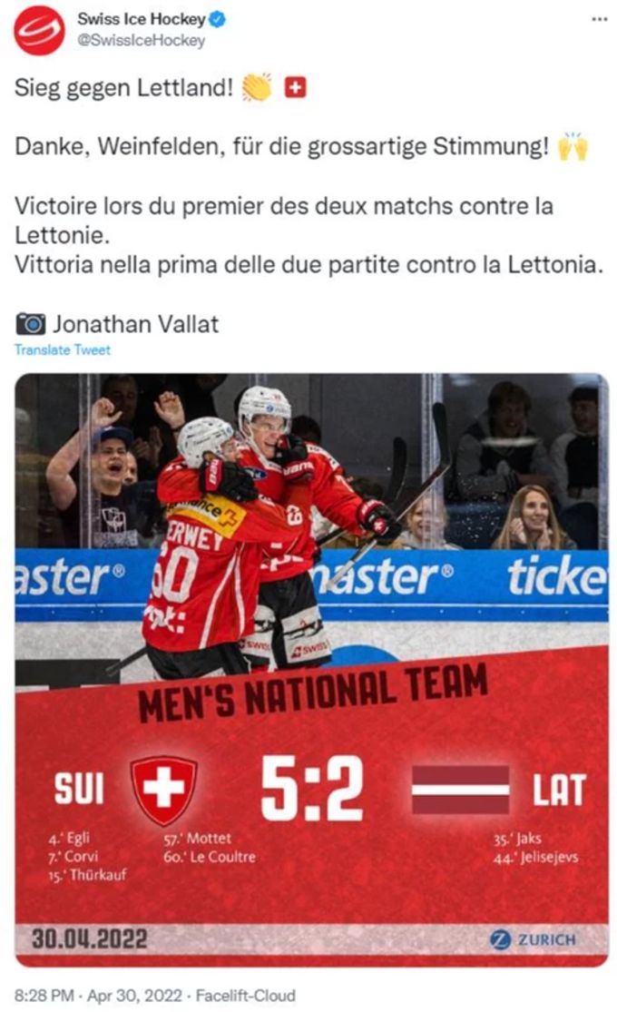 Die Schweizer Nati gewinnt gegen Lettland. Schweizer Nati
