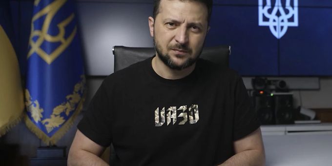 Wolodymyr Selenskyj, Präsident der Ukraine, hält eine Videoansprache. Selenskyj Ansprache