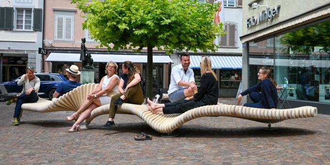Die Skulptur moveART am Meitlibrunnen. Skulptur moveArt
