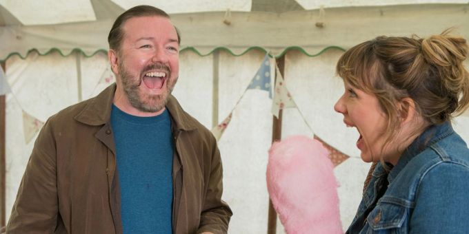 Ricky Gervais, Hauptdarsteller, Drehbuchschreiber und Regisseur, in einer Szene der schwarzen Komödie «After Life», die bei Netflix zu sehen ist. Ricky Gervais, Hauptdarsteller, Drehbuchschreiber und Regisseur, in einer Szene der schwarzen Komödie «After Life», die bei Netflix zu sehen ist.