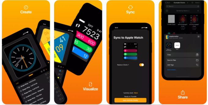Mit diesen Bildern wirbt Clockology im Apple Store. Die Apps gibt es nicht nur für die Apple Watch. Apple Watch Store