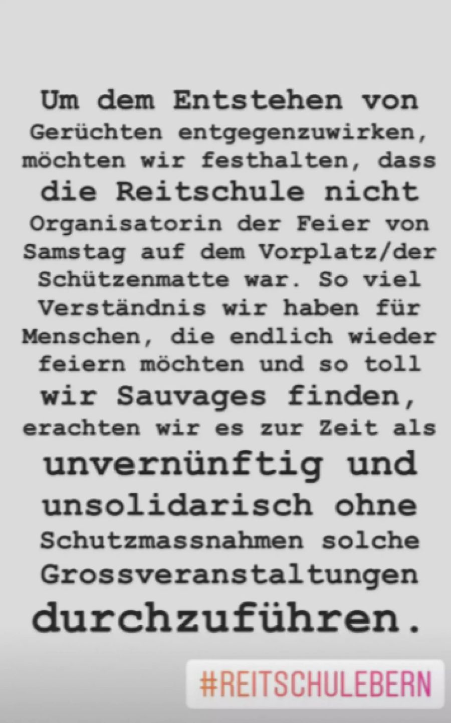 Reitschule Bern Mediengruppe Statement