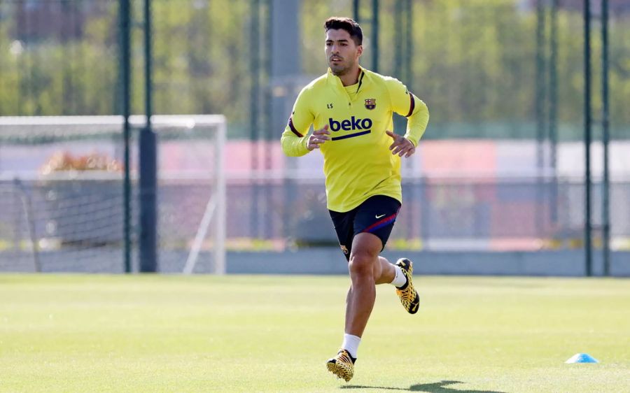 Luis Suarez vom FC Barcelona beim Lauftraining.