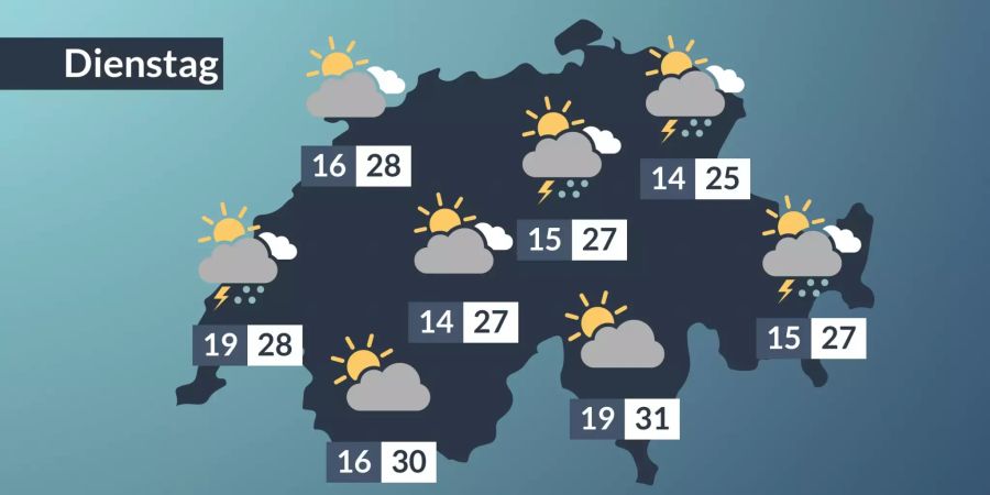 Am Dienstagnachmittag wird es gewitterhaft.