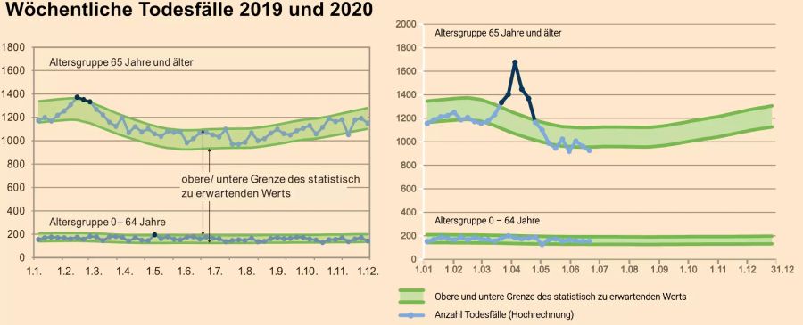 Wöchentliche Todesfälle Sterblichkeit BFS