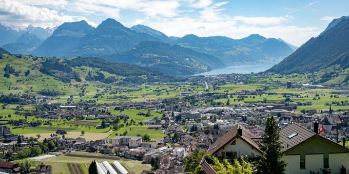 Aussicht über die Gemeinde Schwyz. Aussicht über die Gemeinde Schwyz.