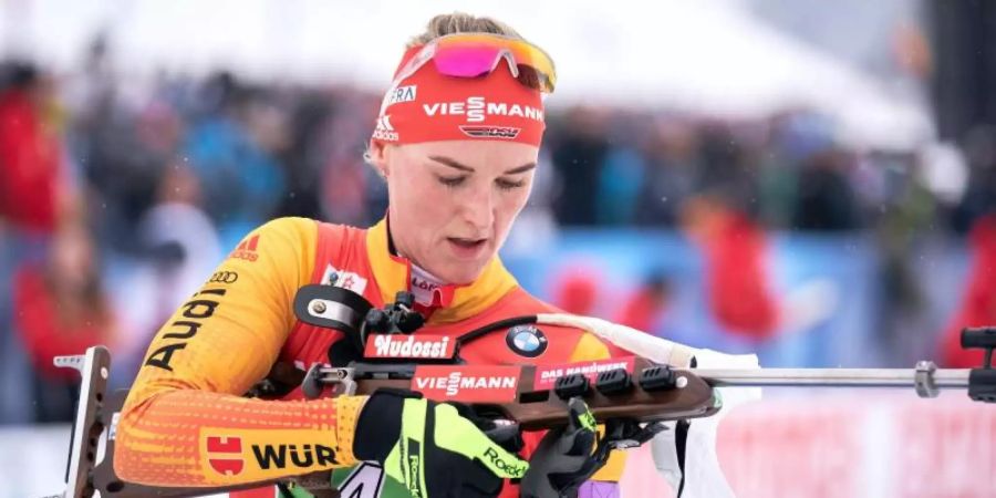 Deutsche Hoffnung beim Heimweltcup in Oberhof: Denise Herrmann. Foto: Georg Hochmuth/APA/dpa