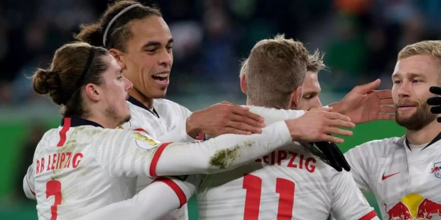 RB Leipzig feierte einen Kantersieg bei den bis dato ungeschlagenen Wolfsburgern. Foto: Peter Steffen/dpa
