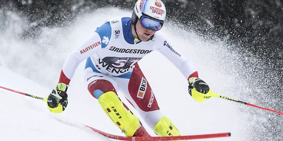 Die guten Abfahrer (hier Niels Hintermann bei seinem Sieg in Wengen vor knapp drei Jahren) starten in der Kombination nun ganz vorne zum Slalom