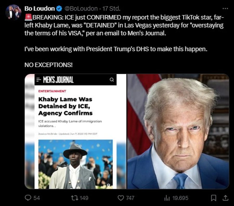 Tiktoker Festnahme USA Tweet
