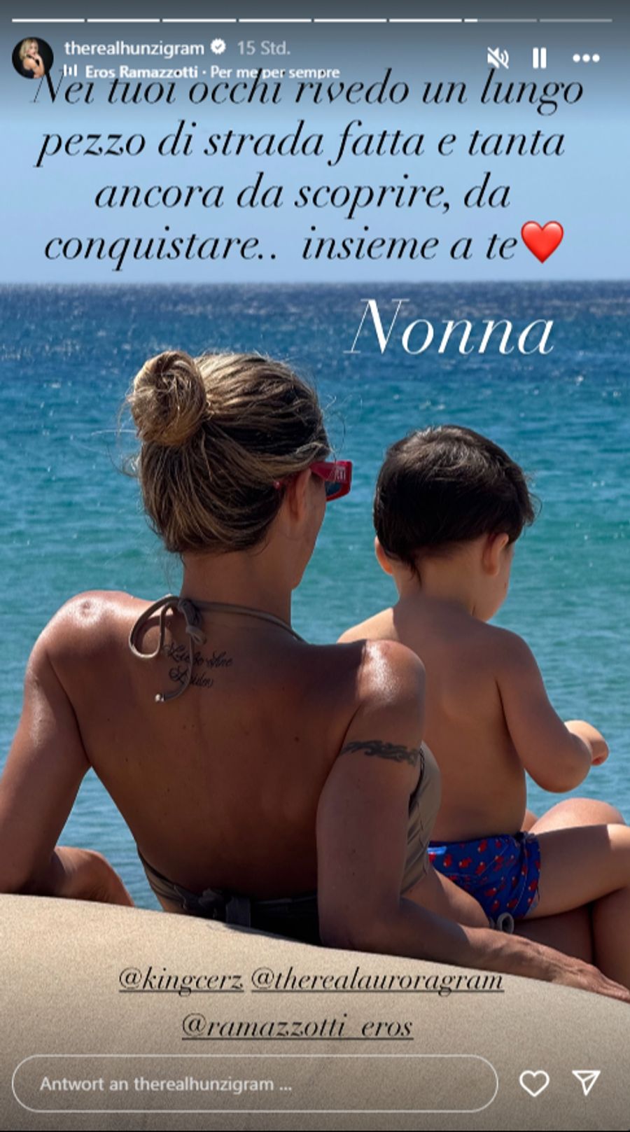 Michelle Hunziker geniesst das Meer mit Enkelchen Cesare.
