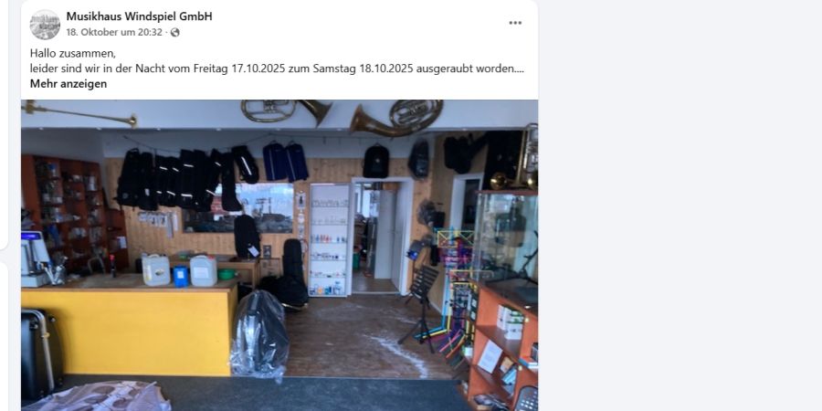 Musikhaus Windspiel Einbruch
