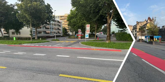 Rote Velostreifen Thun