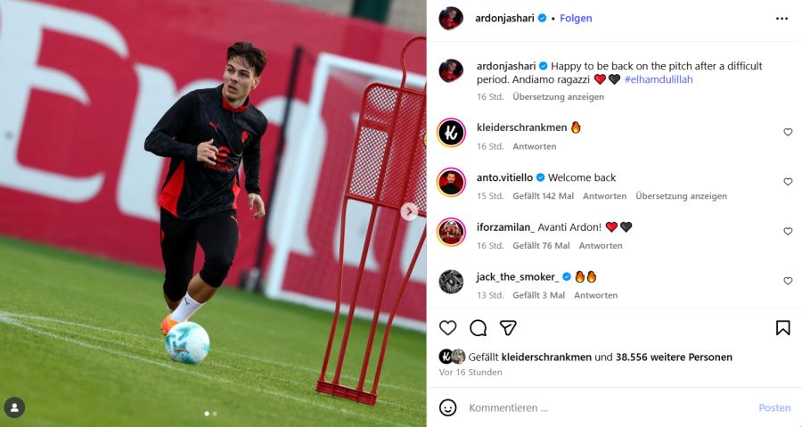Ardon Jashari feilt an seinem Comeback für die AC Milan.