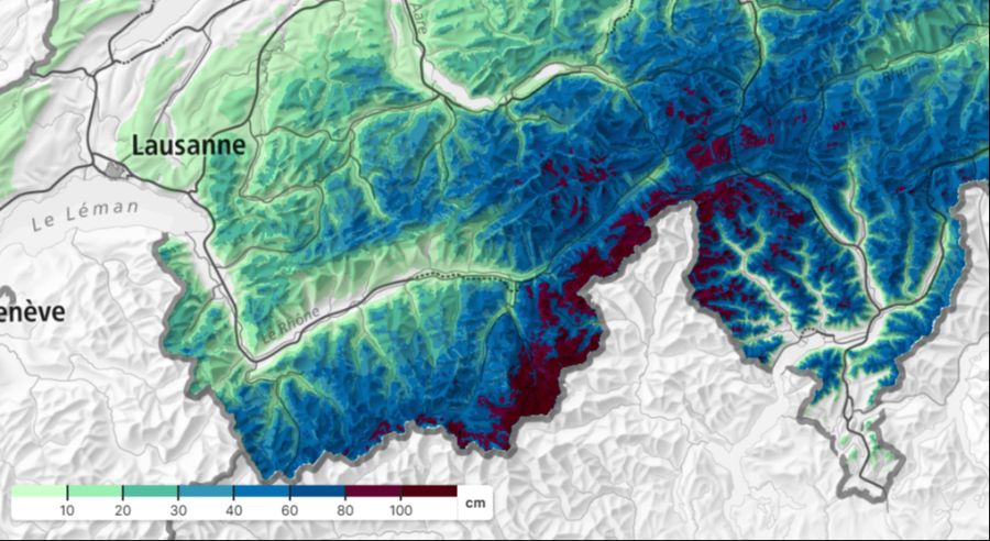 Am Samstag und in der Nacht auf Sonntag fiel auf der Alpensüdseite besonders viel Schnee, teilweise über einen Meter in 24h.