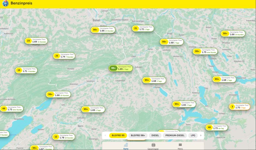 TCS Benzinpreiskarte