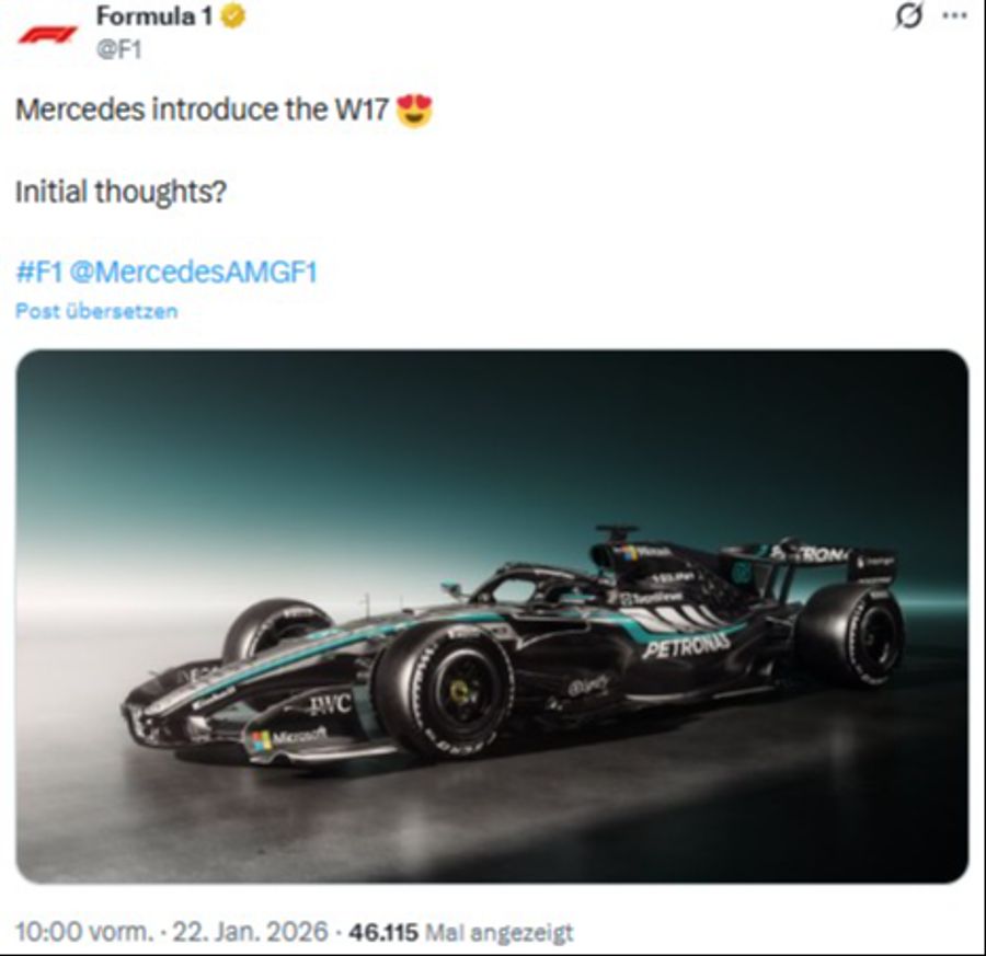 So sieht der neue Mercedes-Rennen für die kommende Saison in der Formel 1 aus.