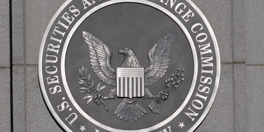 Das Logo der SEC an einem Gebäude in Washington. (Archivbild)