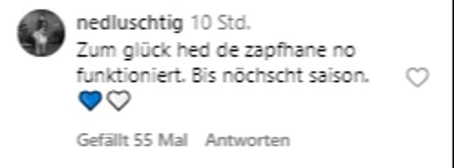 «Zum Glück hat der Zapfhahn noch funktioniert», schreibt dieser Fan ironisch.