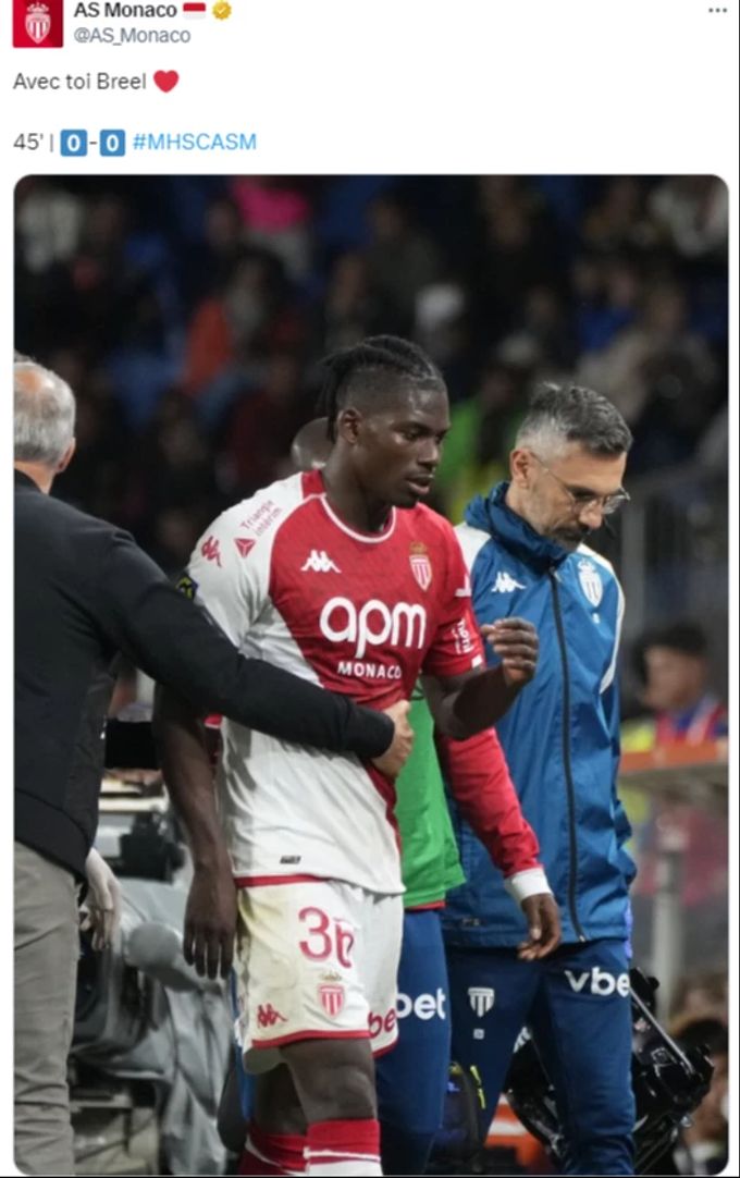 Der Twitter-Post der AS Monaco nach der Auswechslung von Breel Embolo macht nicht gerade Mut … : «Wir sind mit dir», schreiben die Franzosen. Breel Embolo