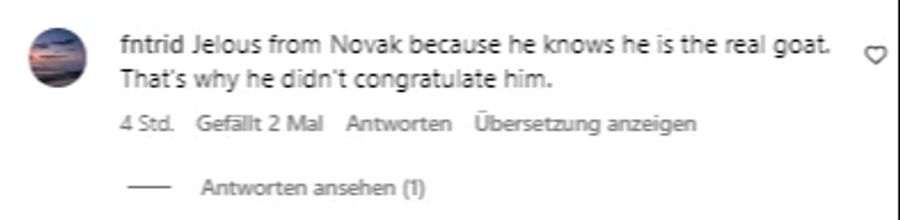 Unter dem Federer-Post kommentieren zahlreiche Djokovic-Anhänger. Seine Graulation bleibt bisher aus.