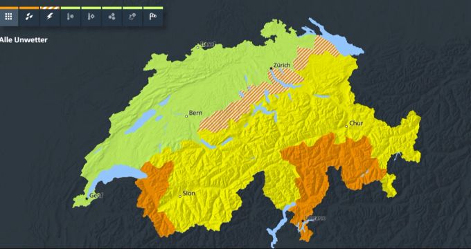 Die grösste Unwetter-Gefahr gilt heute im Tessin und im Graubünden. Unwetter Gefahr