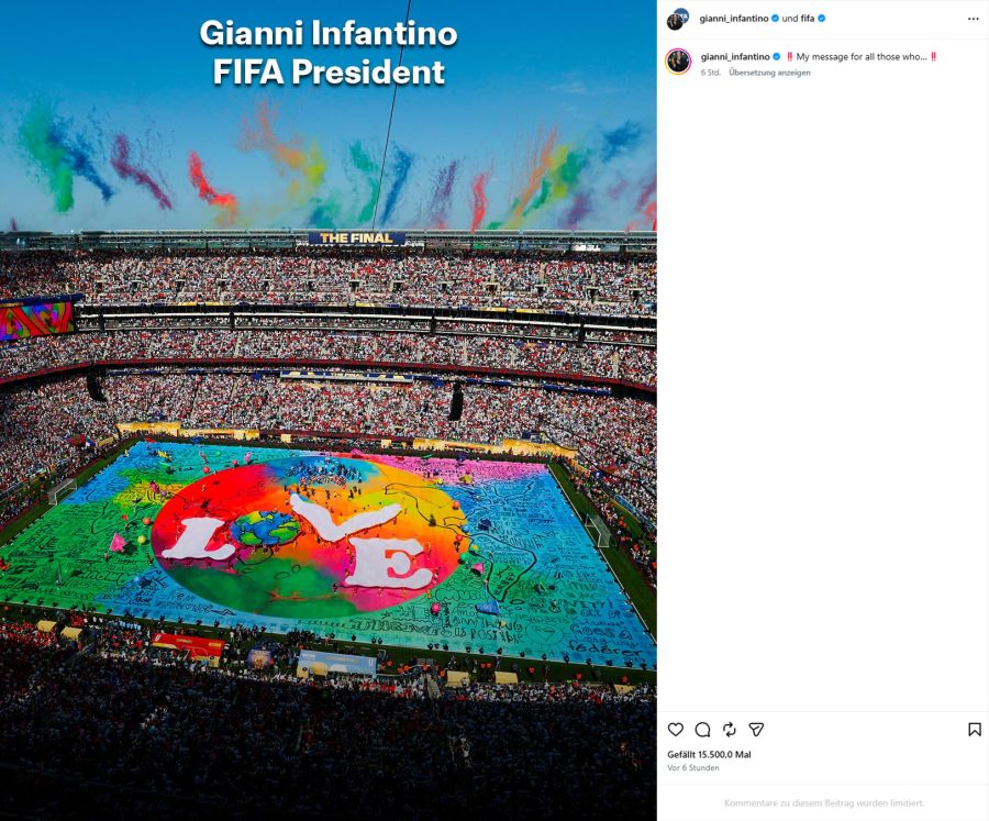 Gianni Infantino auf Instagram.