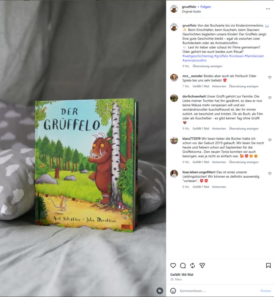 Seine Stimme wird aus dem Hörspiel «Der Grüffelo» gestrichen.