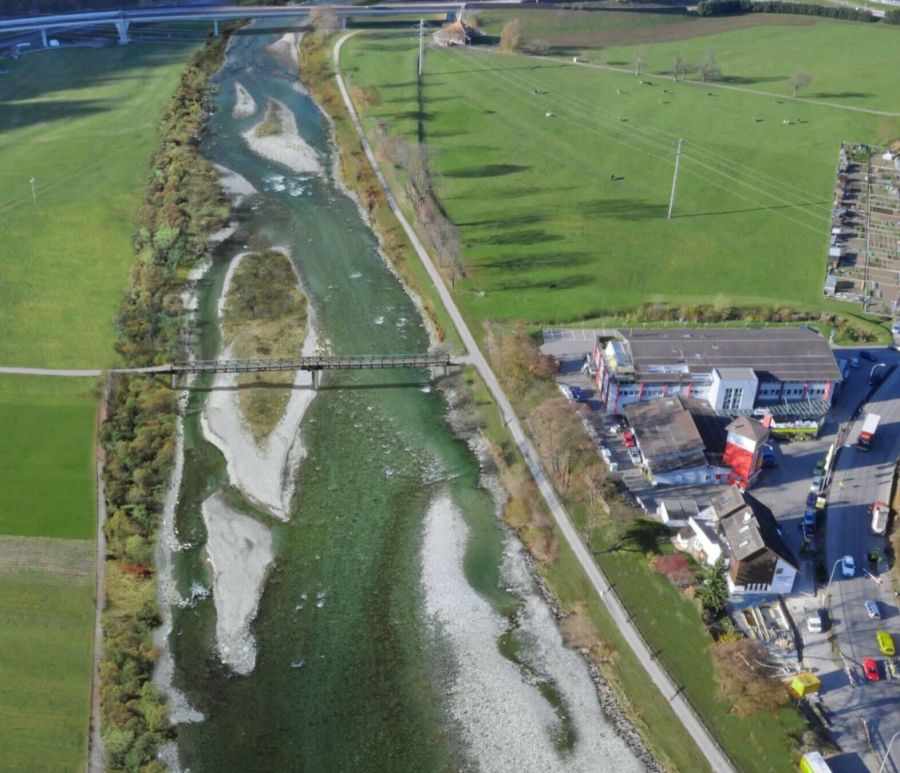 Der Fluss soll unter anderem im Bereich Schomatten von heute 47 auf 82 Meter verbreitert werden.