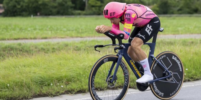 Stefan Bissegger zeigt auf dem Zeitfahr-Bike eine starke Leistung. (Archivbild) Stefan Bissegger