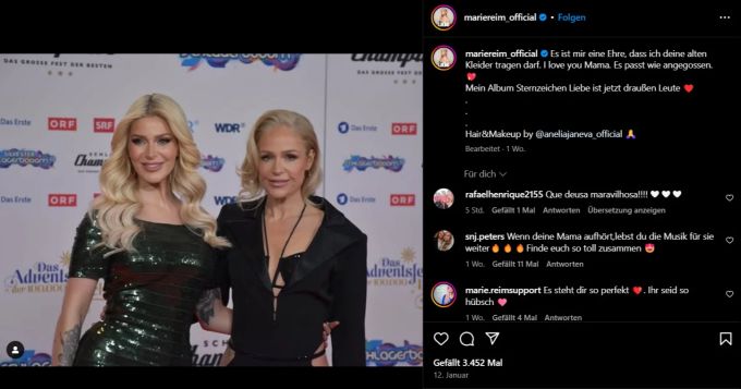 Marie Reim und ihre Mutter Michelle. Marie Reim und Michelle