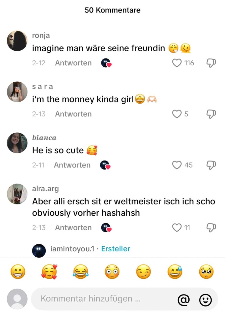 In den Kommentaren zu einem Video über Ski-Weltmeister Franjo von Allmen geraten viele Userinnen ins Schwärmen ...