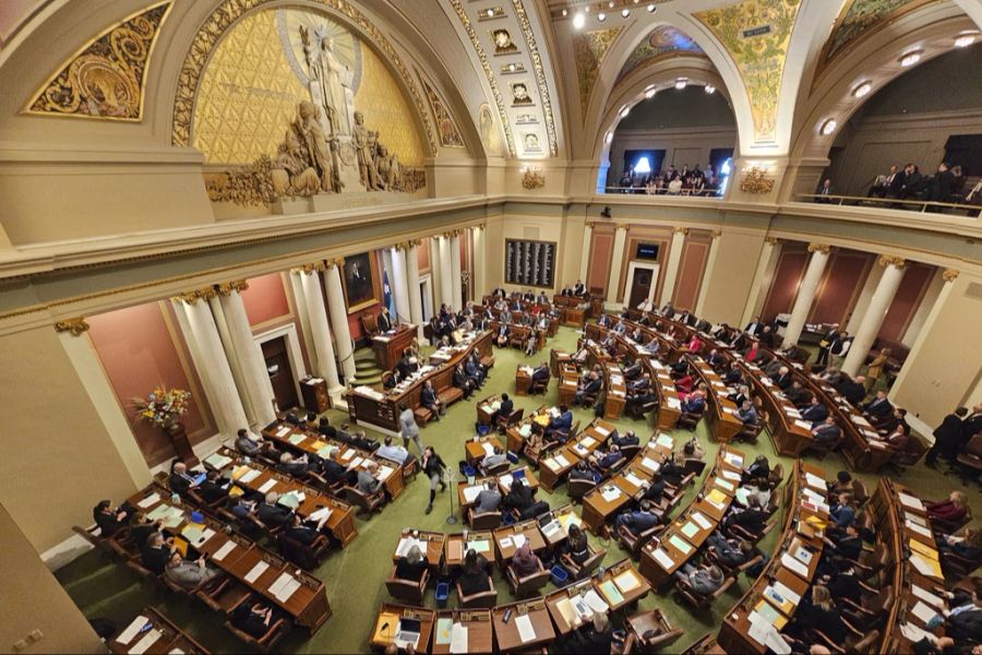 Senatoren Glenn Gruenhagen, Justin Eichorn, Nathan Wesenberg, Steve Drazkowski und Eric Lucero wollen den Entwurf dem Gesundheitsausschuss vorlegen. Hier der Senat in Minnesota. (Archivbild)