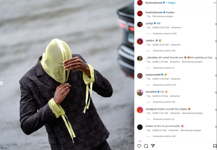 Später lüftet Ibrahima Konate seine Maske.