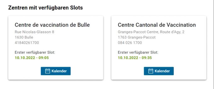 Stand heute sind in den Impfzentren im Kanton Freiburg noch viele Slots für die zweite Booster-Impfung gegen das Coronavirus verfügbar. Coronavirus Impfung Freiburg