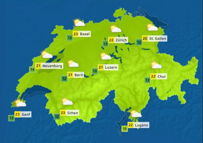 Das Wetter garantiert uns einen freundlichen Start in die neue Woche - teilweise darf am Montag sogar mit Sonnenschein gerechnet werden. Schweiz Wetter
